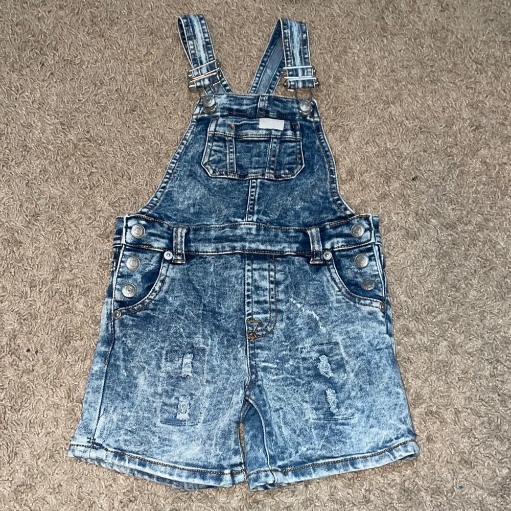 7 for all mankind baby acid wash overall shorts - Picture 1 of 9
